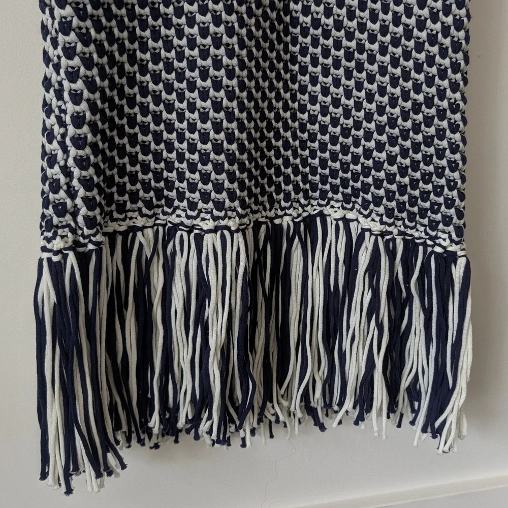Michael Kors Crochet Fringe Sleeveless Dress, Navy/White, Small NWT
